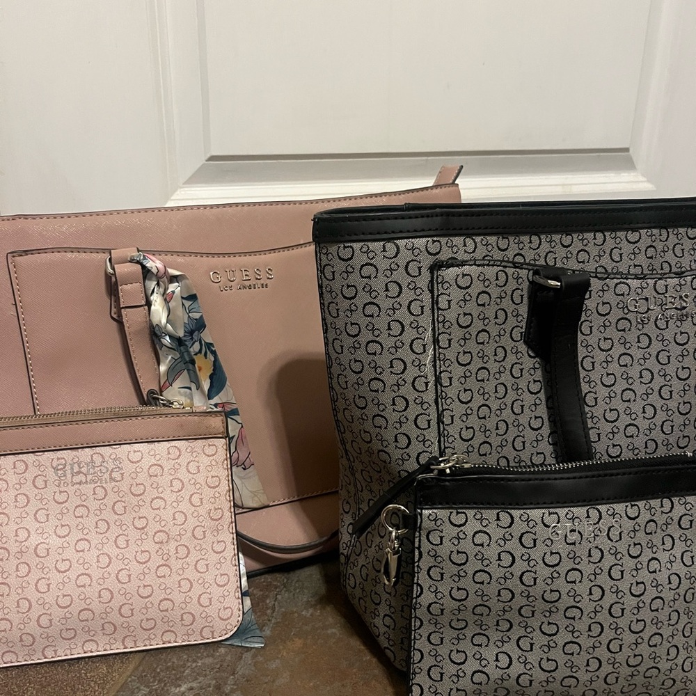 GUESS Pink and Gray Tote Set